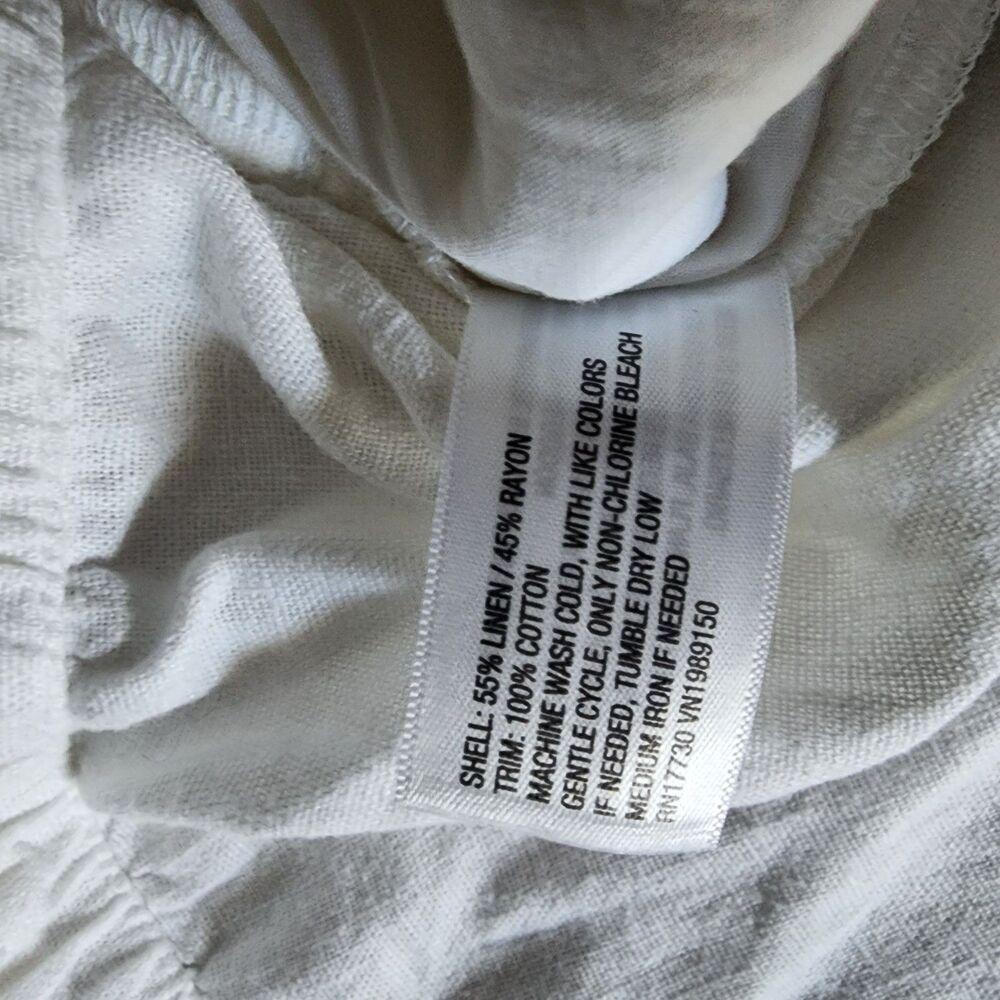 a new day Women's White Linen Blend Drawstring wide Leg Pants XL 32" Inseam nwt - Picture 8 of 8